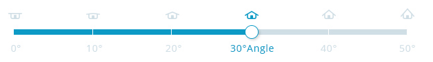 Blue slider with a roof icon over each mark, set to 30 degrees