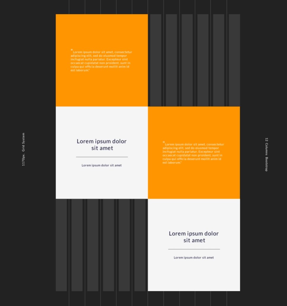 Animation of the 12-column grid: column blocks slide in on a dark background