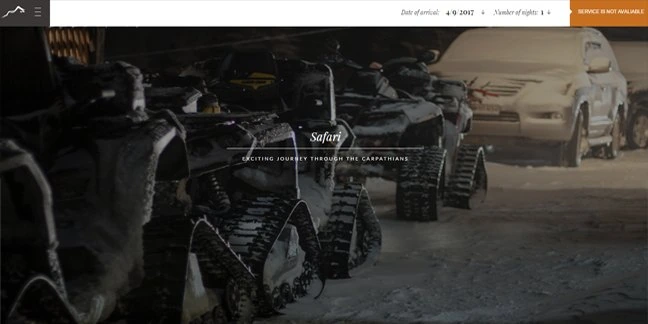 Safari page header with snow vehicles